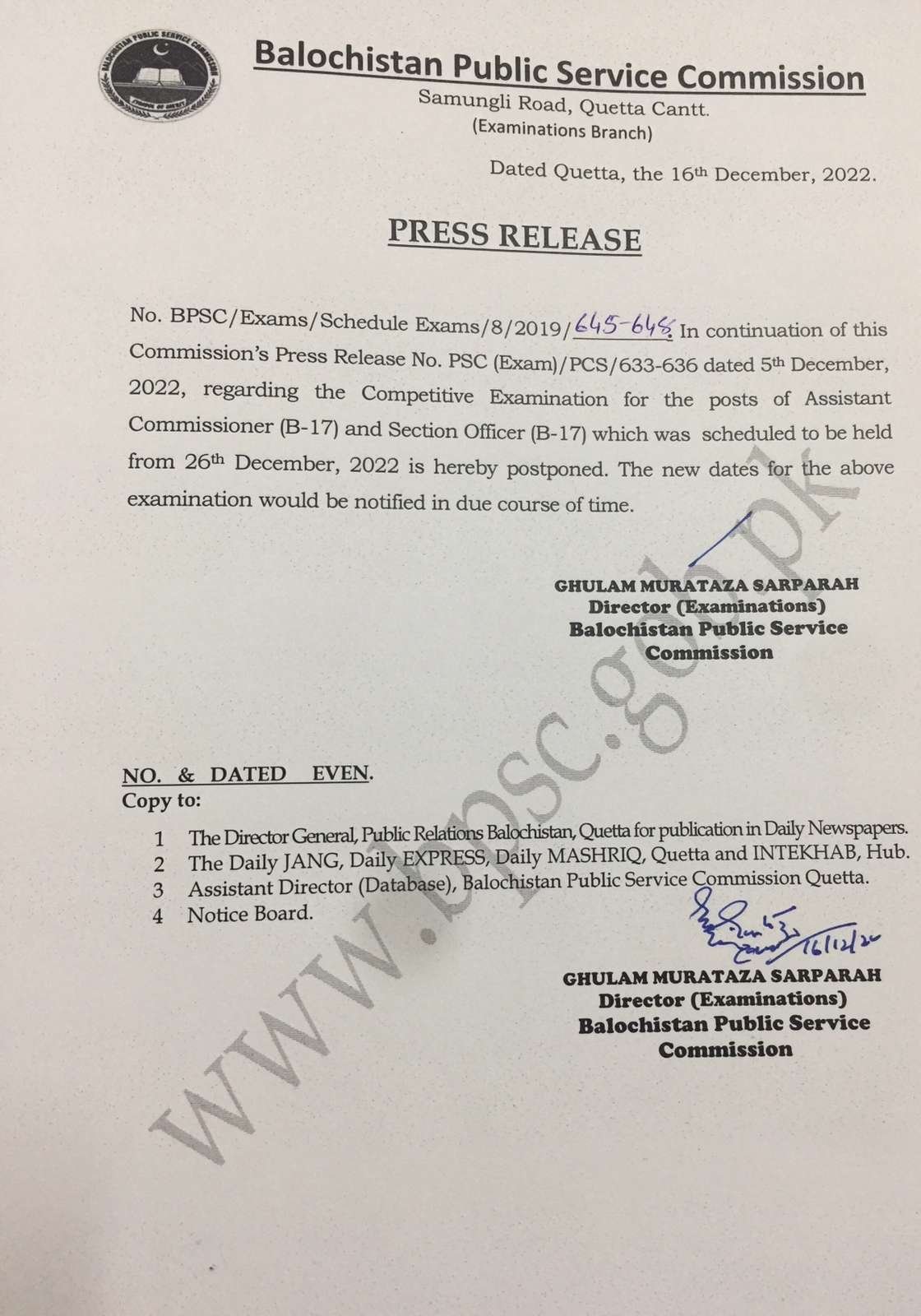 BPSC Assistant commissioner exams